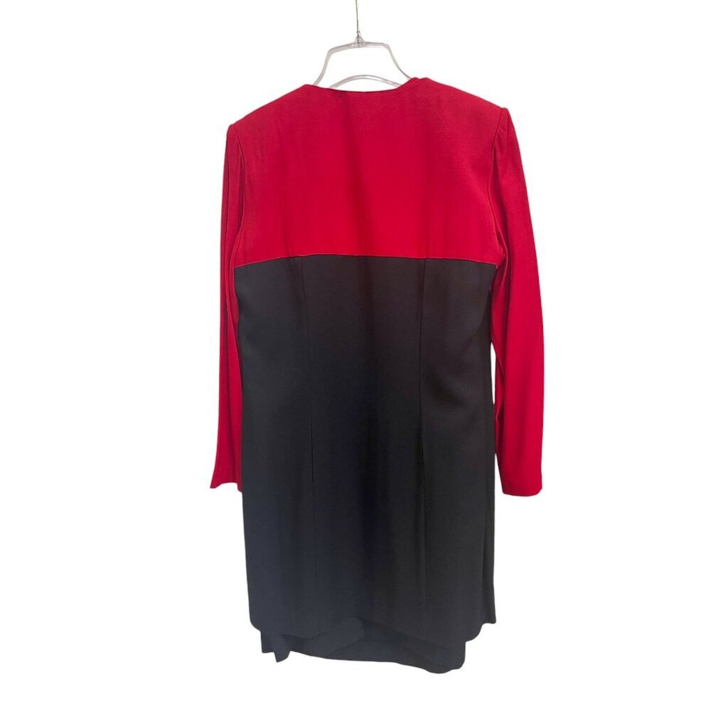 NWT Positive Attitude Petite Red and Black Color Block Two-Piece Dress and Coat - Picture 2 of 10